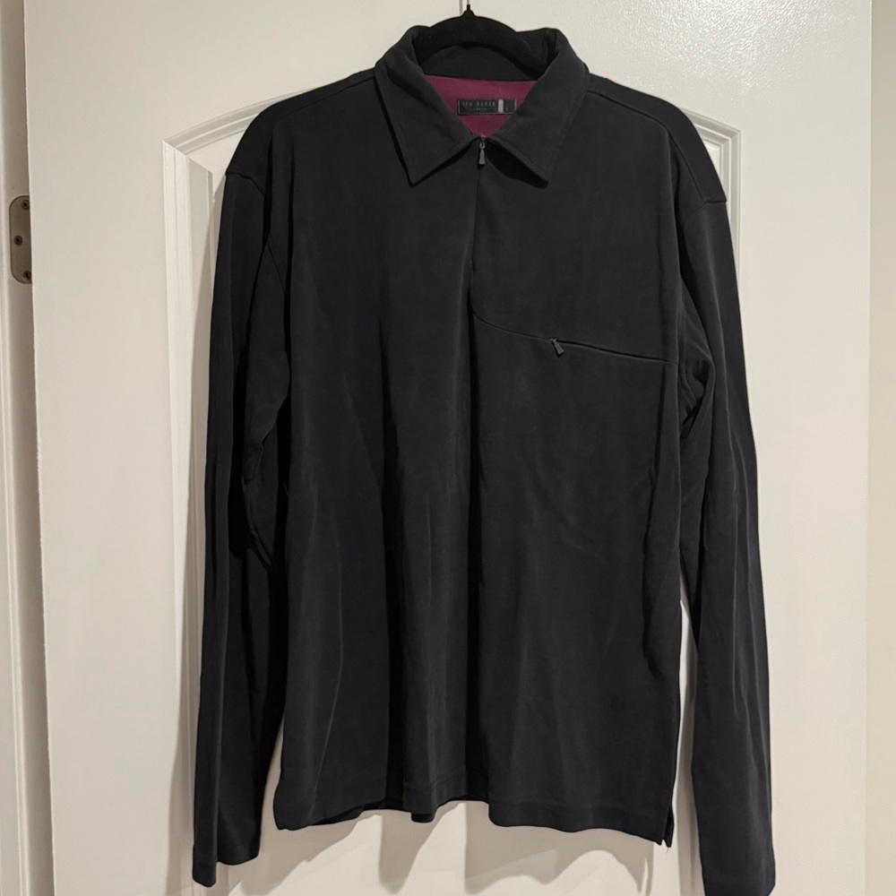 Ted Baker Black Zip-Up Polo Shirt